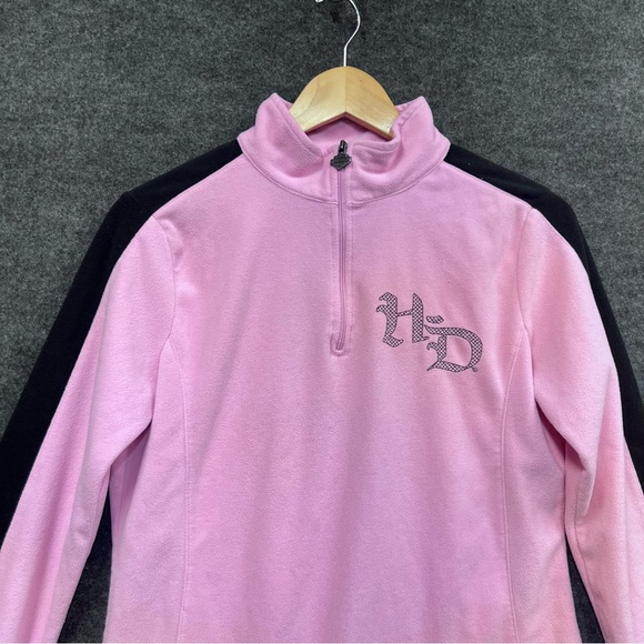 Harley Davidson Women’s Pink Fleece Quarter-Zip Pullover Size M - Picture 11 of 12